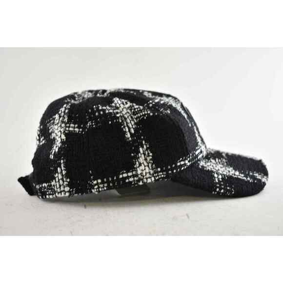 Chanel REV Black White Tweed Check CC Logo Baseball Cap Curved Peak Hat M Medium - Picture 3 of 7